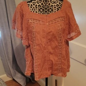 Lace Flutter Sleeve Blouse